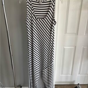 Guess Black and White Striped Maxi Dress